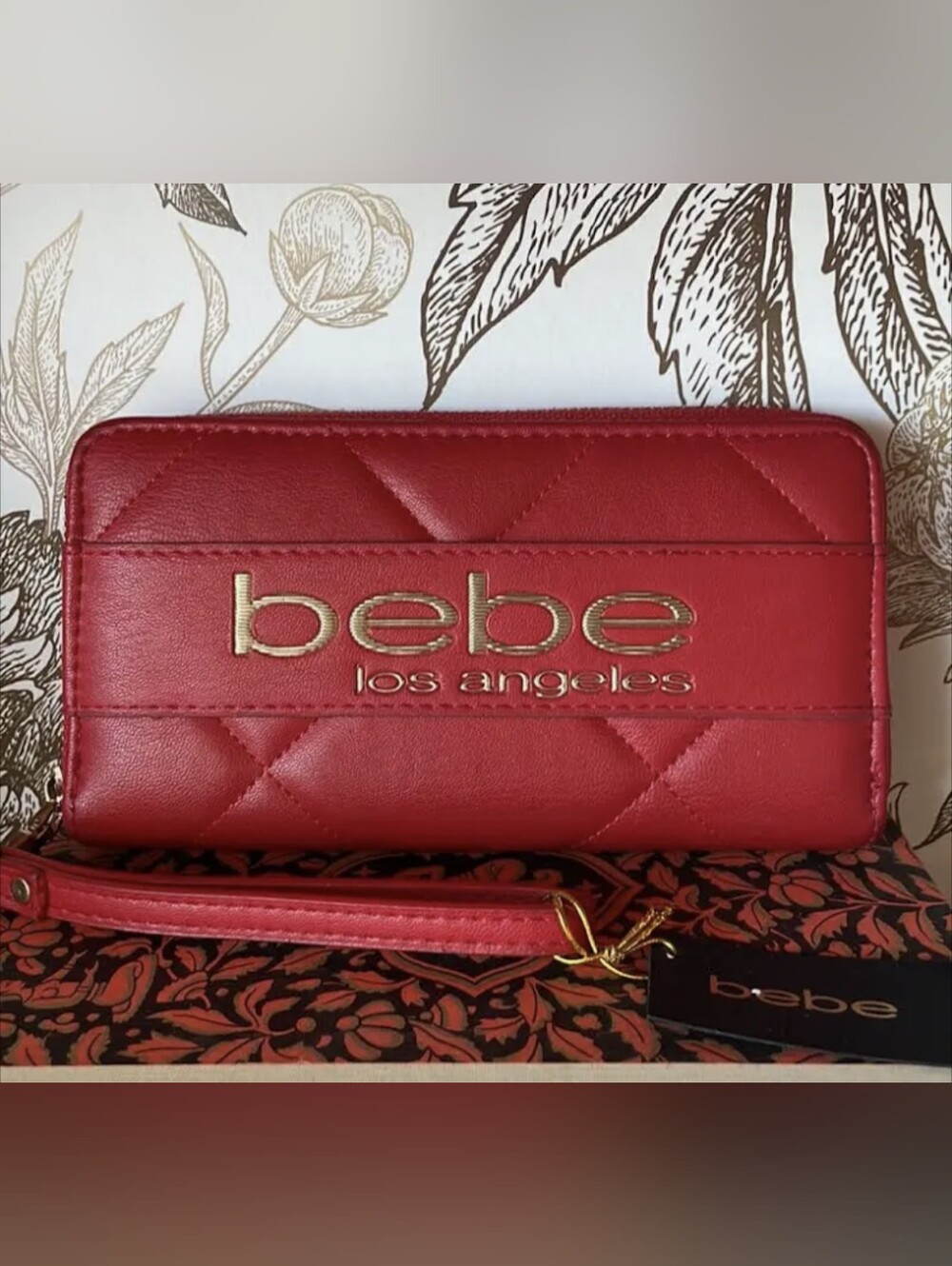 NWT bebe Quilted Red Wristlet Clutch